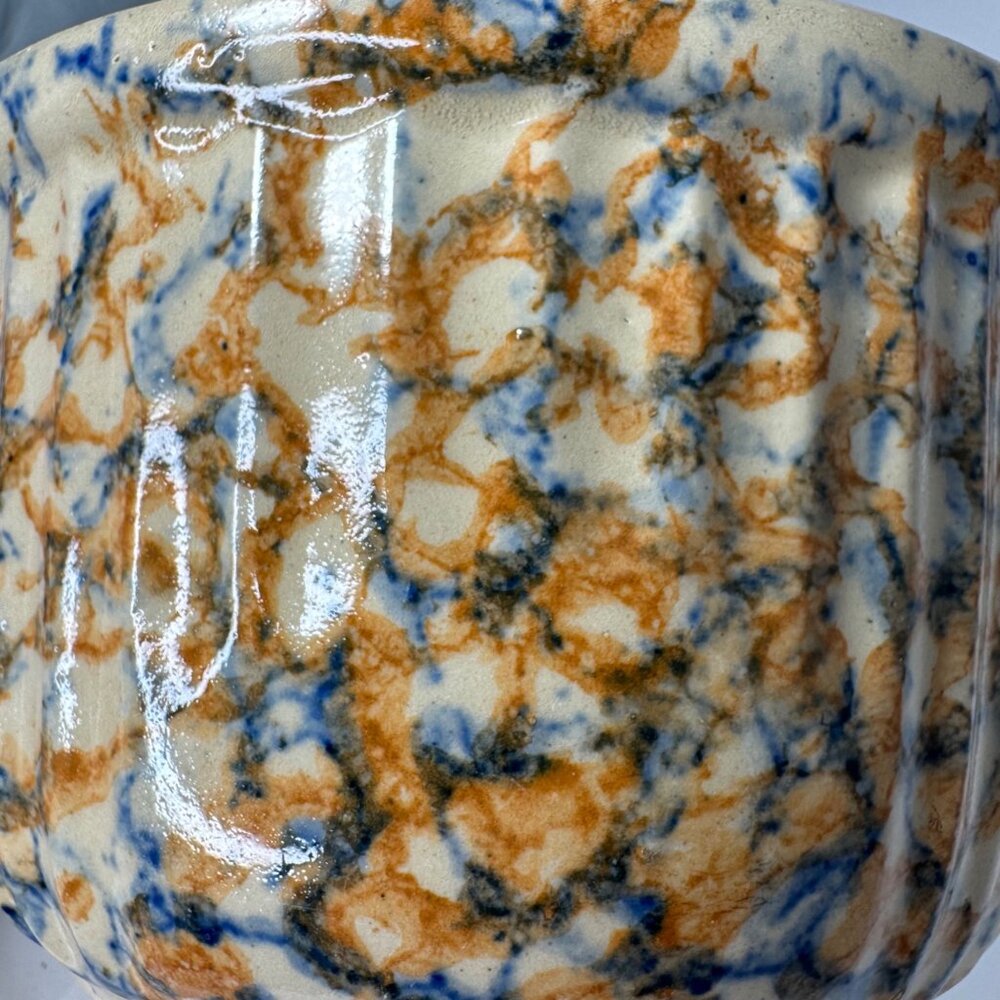 Redwing Spongeware Stoneware Bowl Speckled Vintage Ceramic 7" Diameter Crock A - Picture 11 of 12